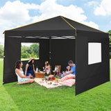 COBIZI 10x10 Pop Up Canopy Gazebo with Mesh Windows 2.0, Easy up Canopy Tent 10x10, Portable Waterproof Outdoor Canopie with 4 Removable Sidewalls & Carry Bag & 4 Stakes & Ropes, Black COBIZI