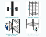 Ulif M1 Closet Storage Organizer System, 6 Tiers Heavy Duty Metal Garment Rack with 3 Expandable Hanger Rods, Wall Mounted Space Saver Suits from 5.4-8.7 ft. Width, 71.2”H x 14”D, 700LBS, Black Ulif