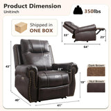 ANJ Electric Power Recliner Chair with USB Ports, Breathable Faux Leather Oversized Recliner with Comfortable Arms, Back and Headrest, Single Sofa for Living Room, Dark Brown ANJ