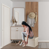 ALASDO Storage Ottoman Footrest Stool Small Ottoman with Storage Foldable Ottoman Foot Rest Footstool Bench for Living Room 17x13x13inches Beige ALASDO