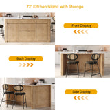 homary Kitchen Island Modern Wood Kitchen Island with Sintered Stone Top and Storage,Whitewash, Spacious Design for 2-3 Stools (Whitewash, 72'') homary