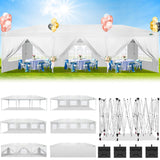 COBIZI 10x30 Canopy Party Tent with 8 Walls 10x30 Pop Up Tent for Parties Waterproof UPF 50+ Outdoor Commercial Event Tent for Party Backyard Gazebo Canopy with Sidewalls & Sandbags(White,10x30ft. COBIZI
