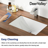 DeerValley DV-1U101 Ally Undermount Bathroom Sink Rectangular, 21'' x 15'' Vessel Sink Rectrangle Undermount Bathroom Sink White Ceramic Lavatory Vanity Vessel Sink with Overflow Deer Valley