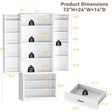 FJTJBSI 72" LED Kitchen Pantry Cabinet with 3 Drawers Farmhouse Tall Storage Cabinet Wood Food Pantry with Barn Doors and Adjustable Shelves Versatile Storage Freestanding Cupboard for Kitchen FJTJBSI