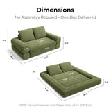 LIKIMIO Convertible Sleeper Sofa Bed Floor Sofa 3-in-1 No Assembly, Foldable Mattress with Corduroy Upholstery Green, Lounge Loveseat Couch for Living Room Studio Guest Room LIKIMIO