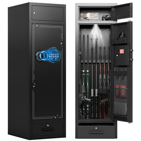 KAER 15-17 Gun Safe Digital Gun Safe for Rifles and Pistols Gun Cabinet Rifle Safe for Home with Adjustable Rifle Racks Gun Safes Multi Layer Design with Separate Lockbox and Drawer KAER