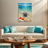 PINFFSHU 5D Diamond Painting Kits: Sea Turtle on Beach with Seashells - DIY Full Drill Relaxation Art for Adults & Beginners - Sparkling Gem Dots Crystal Coastal Scenery Home Wall Decor 12 x 16 Inch PINFFSHU