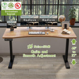 Radlove Dual Motors Height Adjustable 63 x 30 Electric Standing Desk with Curved Design Stand Up Table 4 Memory Keys, Computer Desk with Splice Board Home Office Desk, Light Brown Top + Black Frame Radlove