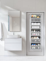 JARLINK Over The Door Organizer Storage, 5 Shelf Hanging Door Organizer with 5 Large Capacity Pockets, Anti Tilt 44 lb Load Behind Door Organizer for Bedroom, Bathroom, Pantry, Nursery, (Grey) JARLINK