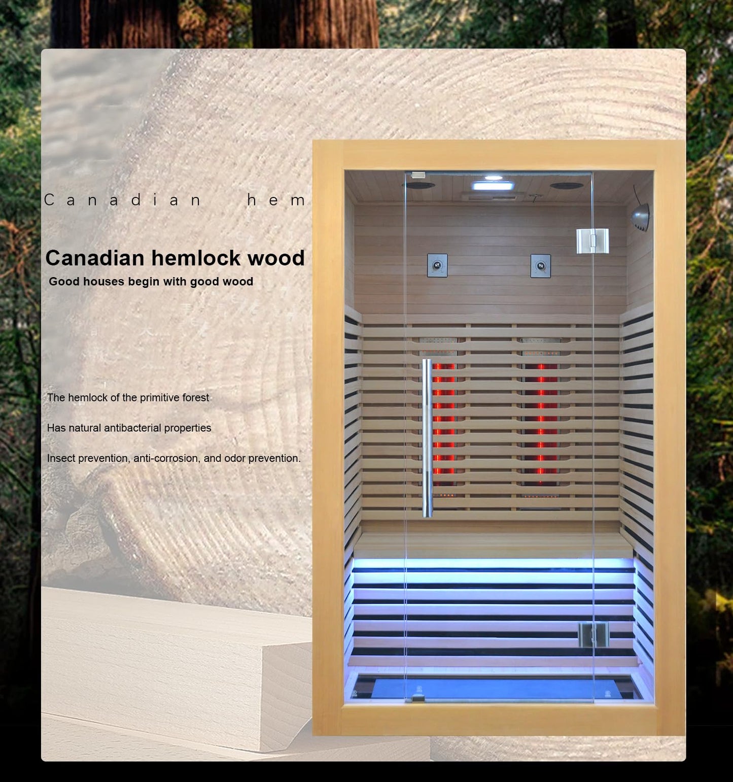 Kang Share Infrared Sauna Room 2 to 3 Person 1832W Low EMF + Carbon Plate Heater Indoor Dry Sauna, Home Spa Sauna,Wooden Canadian Hemlock CG02 - WoodArtSupply