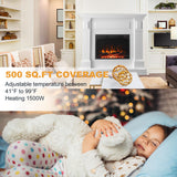 43 Inch Electric Fireplace with Mantel, Tall Fire Place Heater Freestanding with Remote Control Timer LED Flame for Living Room Bedroom, White Cloud Mountain