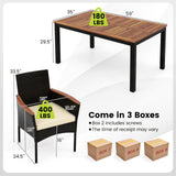 S AFSTAR 7 Piece Patio Dining Set, PE Rattan Outdoor Dining Furniture Set for 6 with Stackable Chairs & Acacia Wood Table, 1.96'' Umbrella Hole, Outdoor Table and Chairs for Backyard, Deck, Garden S AFSTAR