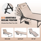 VILLEY Oversize Chaise Lounge Outdoor, Heavy-Duty Folding Lounge Chair for Outside, Portable Trifold Beach Lounger with 5 Adjustable Positions for Outdoor, Patio, Beach, Lawn, Backyard, Camping -Beige VILLEY