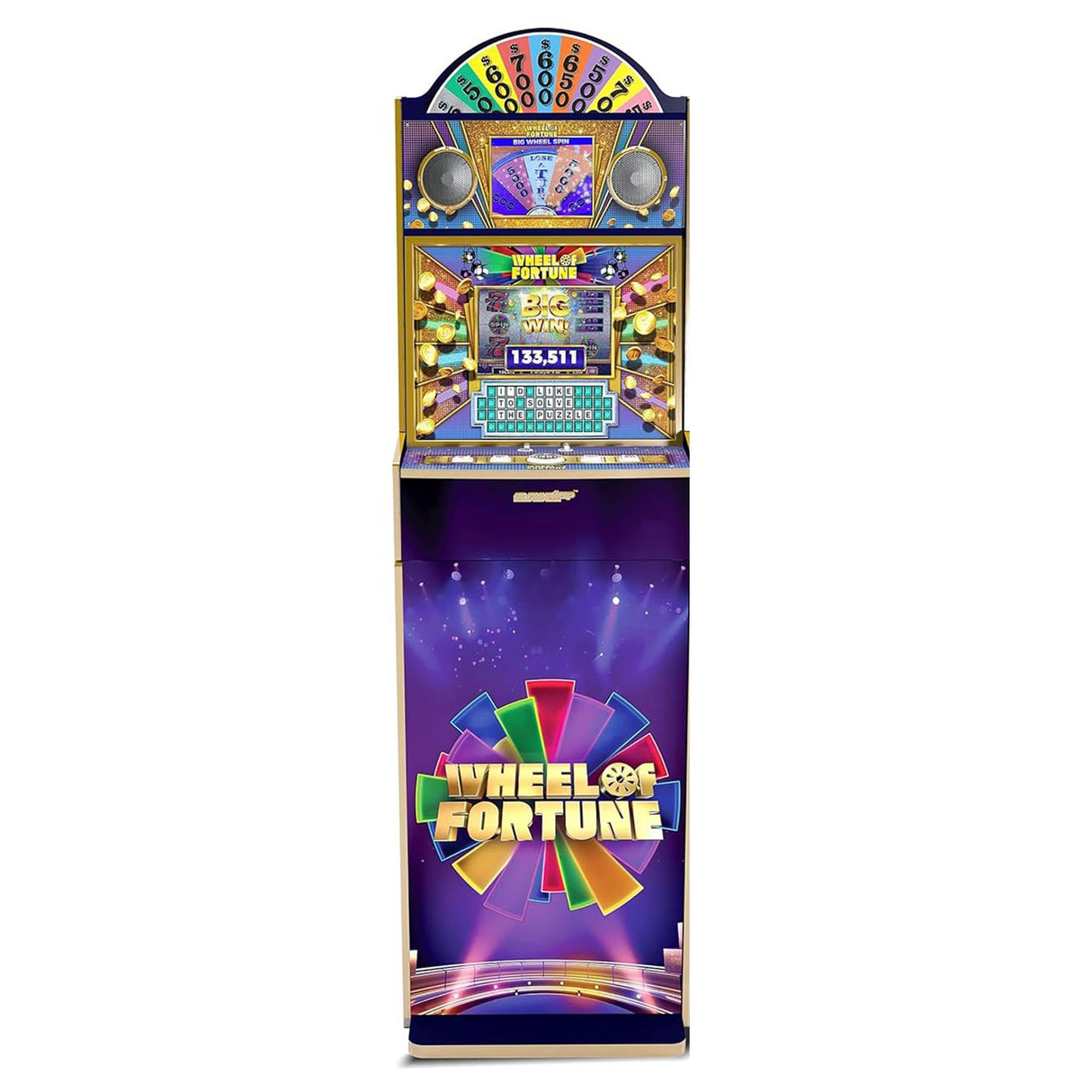 Arcade1Up Wheel of Fortune Casinocade Deluxe Arcade Game 5 Foot Tall Stand Up Cabinet with 8 Inch Dual LCD Screens, Electronic Games for Adults ARCADE1UP