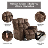 INZOY Oversized Rocker Recliner with Heat and Vibration, Manual Swivel Rocking Chair with Vibrating Massage, Comfy Padded Overstuffed Soft Fabric Heated Recliner, Brown INZOY