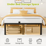 14 Inch California King Bed Frame, Metal Platform Bed Frame with Round Corner Legs, 3500 lbs Heavy Duty Steel Slats Support, No Box Spring Needed, Noise Free, Easy Assembly, Black Superay