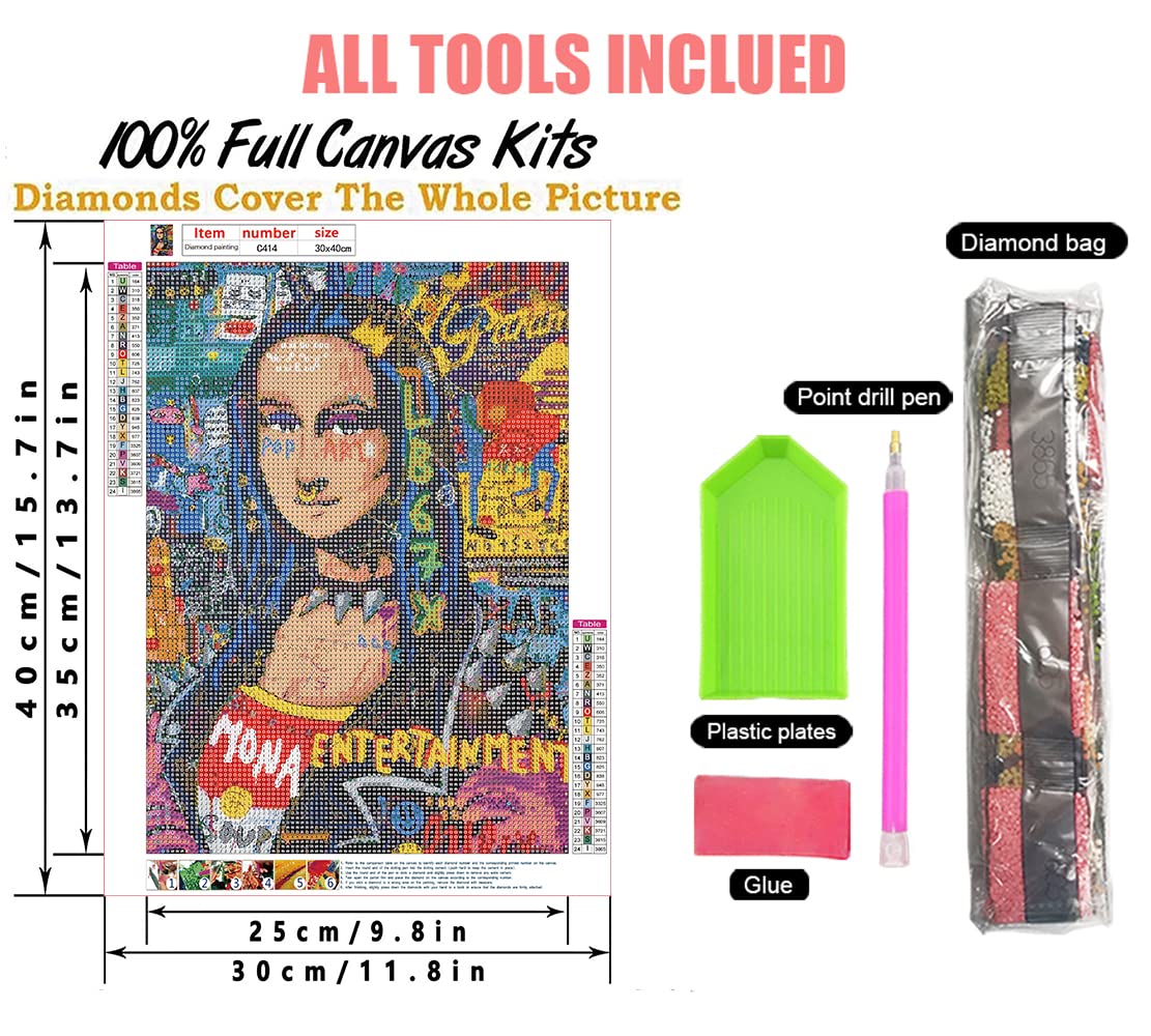 5D DIY Diamond Painting Girl, Diamond Art Painting Sugar Skull by Number Kits for Adults and Kids, Abstract Girls Arts Painted with Round Full Drill for Gift Wall Decor(30X40cm/12x16in,Girl-3) SaxSauly