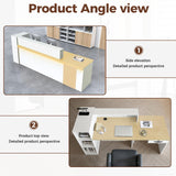 Nuipesn Modern L Shape Reception Desk with Storage – Front Desk Reception Counter with Double-Layer Countertop, Drawer & Open Shelf, for Office, Salon, Retail Store(Maple+White/Right, 71"L*24"W*39"H) Nuipesn
