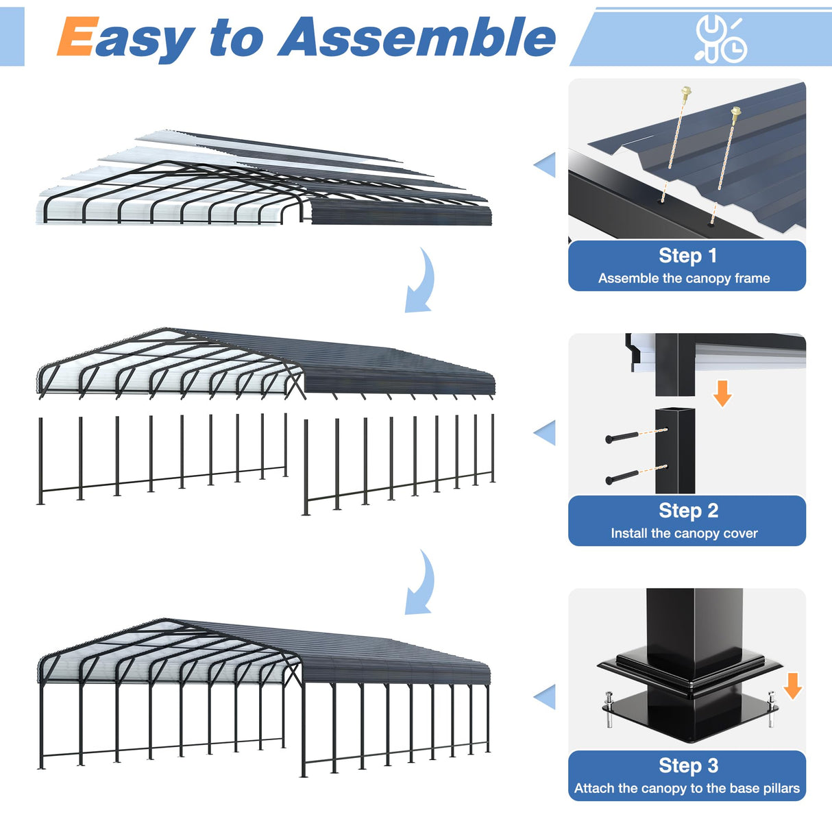 AirWire 20x40 FT Metal Carport Canopy Heavy Duty with Reinforced Base and Galvanized Steel Roof & Frame, Garage Shelter for Cars, Boats and Trucks AirWire