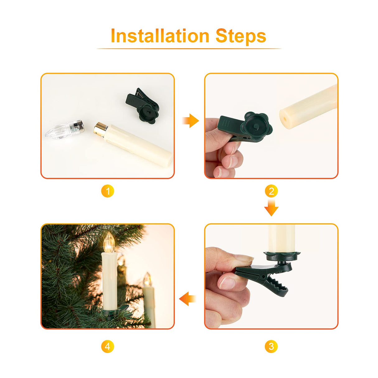 Daord 30 PCS Flameless LED Taper Candles Battery Operated Christmas Tree Candle Lights Electric Fake Candles with Remote Timer Perfect for Holiday Home Garden Wedding Parties Decor (30 PCS,Ivory) Daord