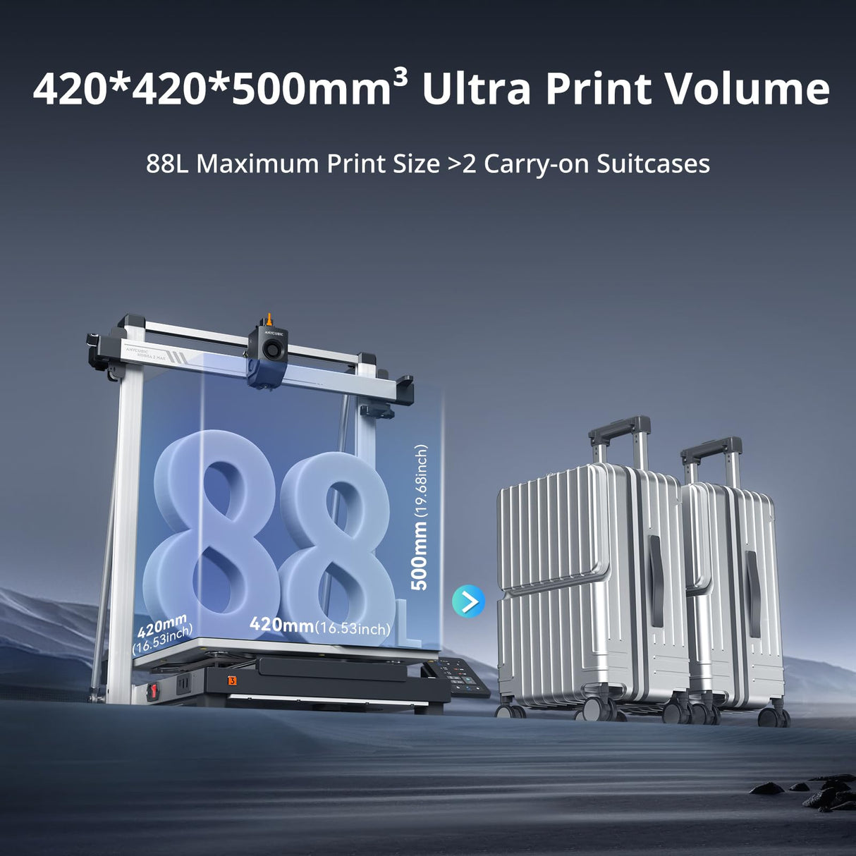 Anycubic 3D Printer Kobra 3 MAX Only, Support Multicolor Needs ACE Pro Large Printing Volume, 600mm/s High-Speed Precise Auto-Leveling & Anti-Skip Upgrade 420 * 420 * 500mm Print Volume ANYCUBIC