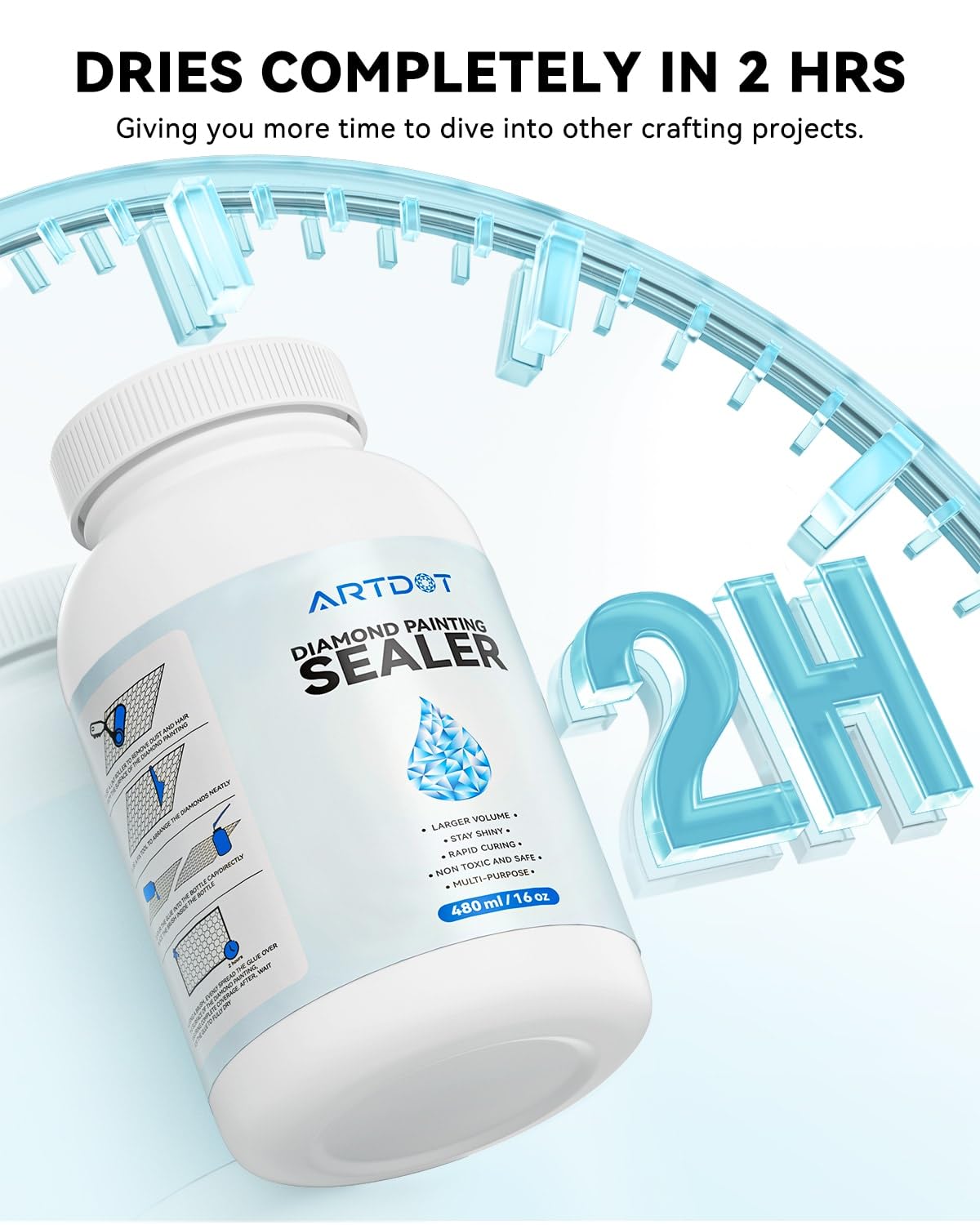 ARTDOT 16 oz Diamond Art Sealer Kits for Adults, Large Capacity Glue as Diamond Painting Accessories and Jigsaw Puzzles Tools ARTDOT