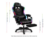 Ergonomic Pro Gaming Chair with LED Lights and Speakers, Video Game Chair with Massage and Footrest, High Back Computer Chair with Lumbar Support and Headrest, Adjustable Height, for Adult Teens.,Bla WZDHYYWS