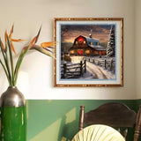 STGLCR Christmas Snowy Night Diamond Painting Kits,Winter Diamond Art Kit for Adults,Red House 5D Paint with Diamond Full Drill for Beginners Wall Decor12x12 STGLCR