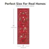 Joiedomi Christmas Hallway Runner Rug Washable 2'x8' Non Slip Kitchen Rug with Rubber Backing Soft Christmas Tree Santa Claus Floor Carpet Runners for Entryway Laundry Bedroom Bathroom Indoor (Red) Joiedomi