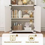 Farmhouse Bookshelves and Bookcases with Doors, Antique White Tall Bookshelf with Storage Cabinet, Kitchen Pantry Bathroom Organizer, 5-Tier Country Rustic Display Rack for Living Room, Home, Office FiveWillowise