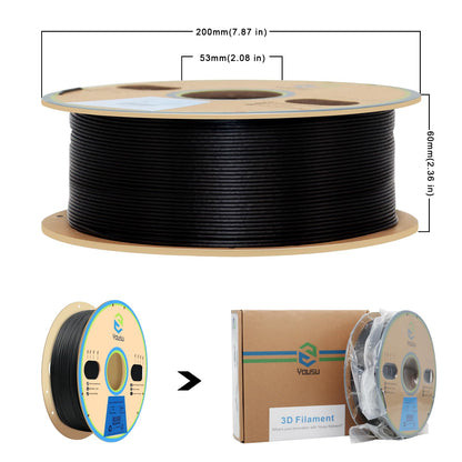 YOUSU Polypropylene PP Filament, 1.75mm 3D Printer Filament for 3D Printing, 1kg(2.2lbs) 5pcs Build Sheet Included, Semi-Flexible Ultra Tough Filament, Black - WoodArtSupply