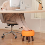 oakvivo 13in Small Foot Stool Ottoman, Round Faux Leather Foot Rest for Couch, Under Desk Pouf Footstool Footrest with Non-Skid Rubber Legs for Ling Room, Bedroom, 13''L x 13''W x 10.2''H, Orange oakvivo