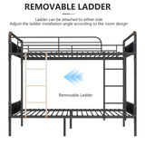2 IN 1 Metal Bunk Bed Twin Over Twin, Convertible Twin Bunk Beds into 2 Individual Twin Size Bed for Kids Adults, 16.5" High Guard Rail,Space-Saving No Box Spring Needed Easy Assembly (Black) Whalefall