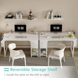 Lufeiya White Small Desk with Fabric Drawers, 47 Inch Computer Desk for Small Space Home Office, Modern Simple Study Writing Table PC Desks, White Lufeiya