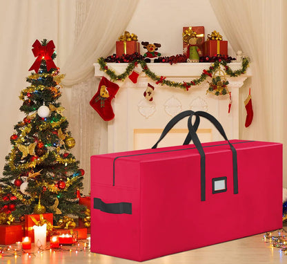 Christmas Tree Storage Bag, Fits Up to 9 FT Tall Artificial Disassembled Trees, Large Heavy Duty Storage Container with Handles, 65"x15"x30” Red