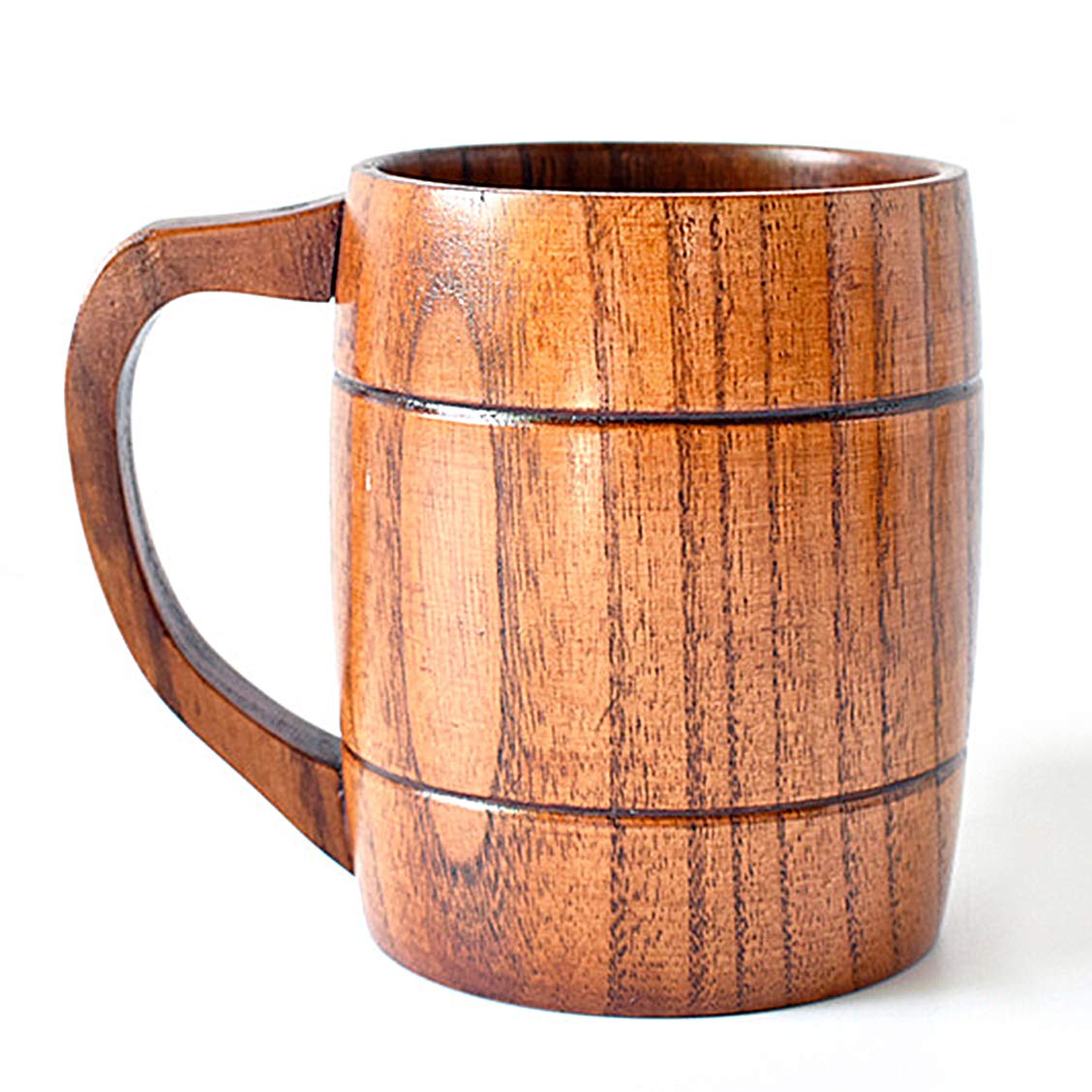 CTIGERS Vintage Wooden Beer Mugs Elegant Wood Coffee Cups with Handle 12 oz - WoodArtSupply