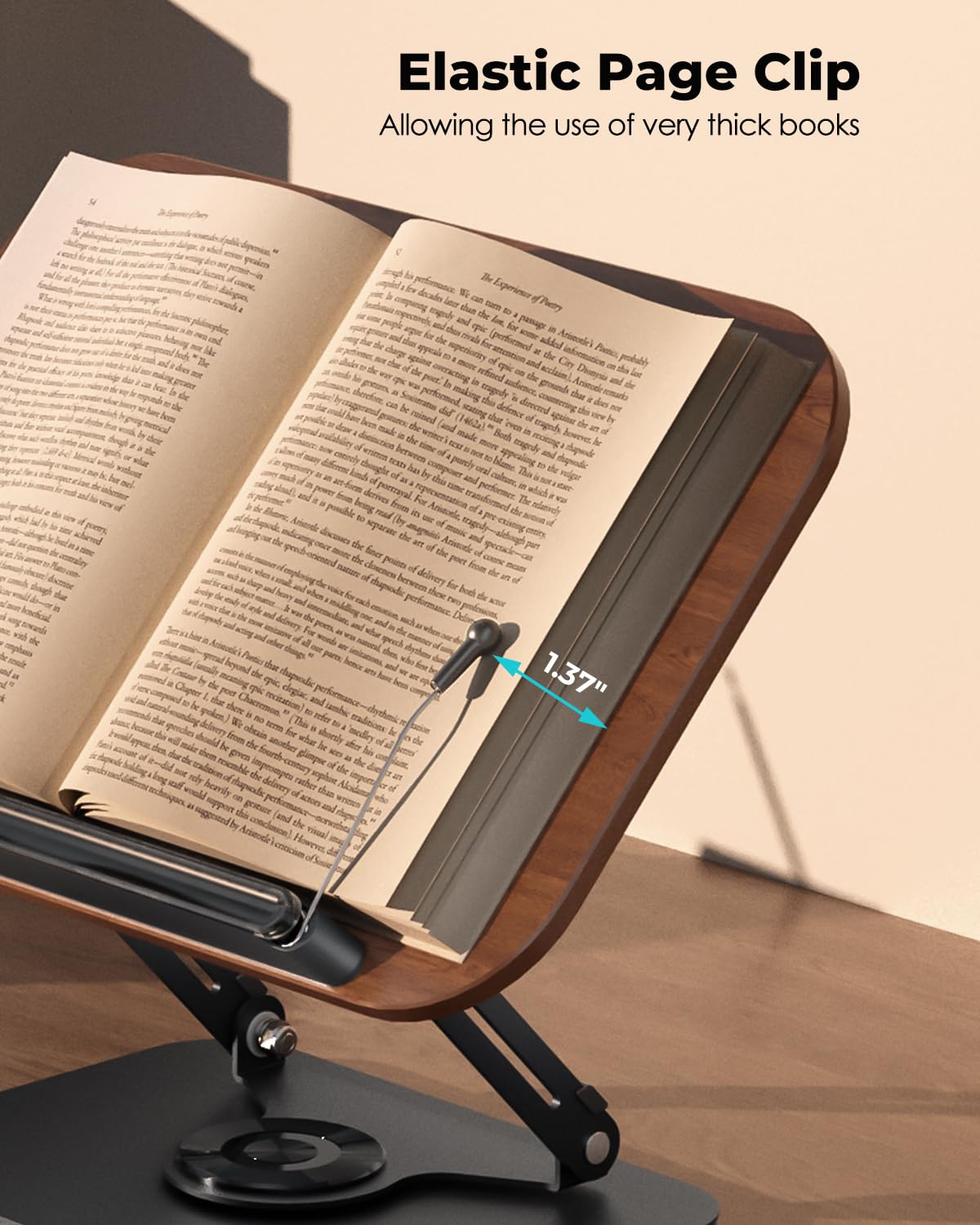 Viozon Book Stand for Reading,Book Holder, Height&Angle Adjustable, 360° Rotating Base, Foldable and Portable, Lightweight for Office, Kitchen, School Textbook, Recipe, Magazine,Kindle,Tablet DW Viozon