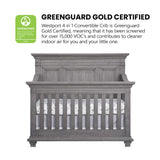 Oxford Baby Westport 4-in-1 Convertible Crib, Dusk Gray, GreenGuard Gold Certified Oxford Baby