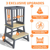 Kids Kitchen Step Stool, Toddler Montessori Learning Standing Tower, Ideal Toddler Kitchen Stool Helper for Bathroom Sink or Kitchen Counter - 2025 Design with 3 Exclusive Upgrades - Gray Mangohood