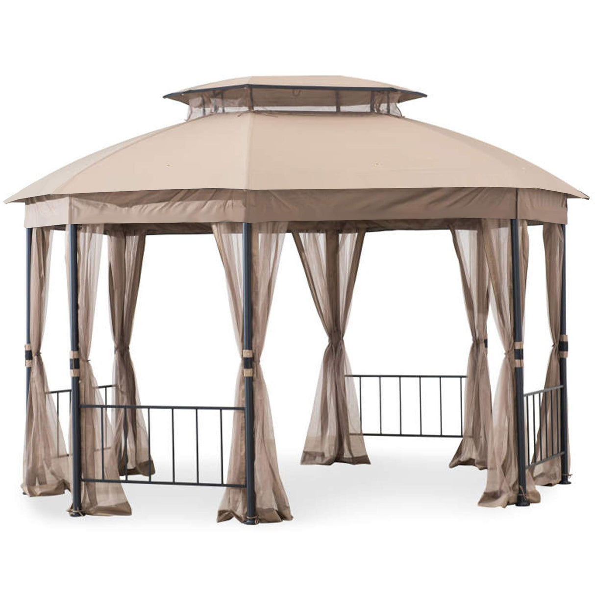 Garden Winds Replacement Canopy Top Cover and Netting Set Compatible with The Wilson & Fisher Jefferies Gazebo - Riplock 350 Garden Winds