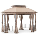Garden Winds Replacement Canopy Top Cover and Netting Set Compatible with The Wilson & Fisher Jefferies Gazebo - Riplock 350 Garden Winds