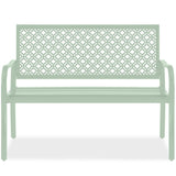 Best Choice Products Outdoor Bench 2-Person Metal Steel Benches Furniture for Garden, Patio, Porch, Entryway w/Geometric Backrest, 790lb Capacity - Mint Green Best Choice Products