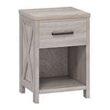 Giantex Farmhouse Nightstand, Wooden Bedside Table with Storage Drawer & Open Shelf, End Side Table, Rustic Night Stand for Small Space Bedroom & Home Office, Antique Brush White Giantex