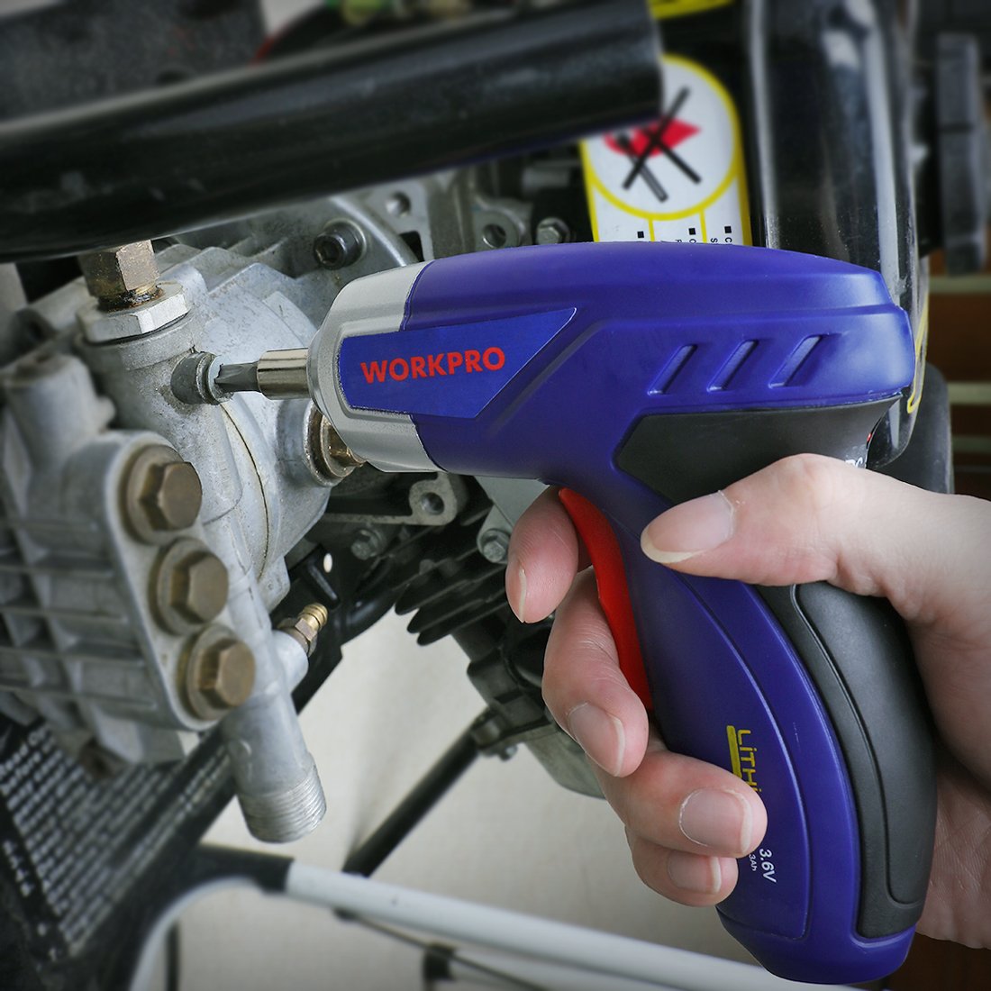 WORKPRO 125-Piece Household Tool Kit – 3.6V Rechargeable Screwdriver & Home Repair Basic Tool Set With 13-Inch Easy Carrying Tools Bag, 125 PCS (W009068A) WORKPRO