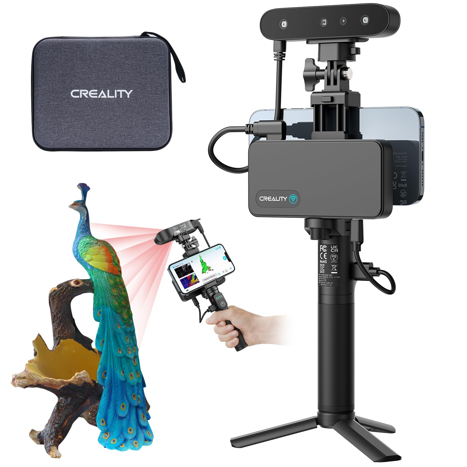 Creality 3D Scanner CR-Scan Ferret Pro for 3D Printing, Upgrade Handheld Scanner with Wireless Scanning Anti-Shake Tracking, Fast Full-Color Scan, 0.1mm Accuracy for iOS/Android Phone PC Win  - WoodArtSupply