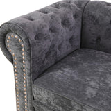 SIENWIEY Chesterfield Sectional Sofa,Deep 80 Inch Luxurious L Shaped Couch Button Tufted Velvet Sofa/Upholstered Rolled Arm with Rivets/Chesterfield Settee Modern 5 Seater Sofa for Living Room，Black SIENWIEY