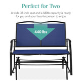 Best Choice Products 2-Person Outdoor Patio Swing Glider Steel Bench Loveseat Rocker for Deck, Porch w/Textilene Fabric, Steel Frame - Navy/Black Best Choice Products