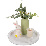 Hanobe Rustic Wooden Serving Tray: Round Wood Decorative Tray Rustic White Centerpiece Candle Holder Trays Farmhouse Ottoman Tray for Decor Kitchen Counter Home Decor for Coffee Table Hanobe