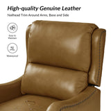 HULALA HOME Leather Recliner Chair, Modern Push Back Recliner Chair with Adjustable Backrest & Footrest, Casual Single Leather Sofa, Comfy Upholstered Club Chair for Living Room, Bedroom, Camel HULALA HOME