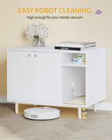 Hzuaneri Cat Litter Box Enclosure Enclosed, Hidden Litter Box Cabinet Furniture with Storage, Wooden Indoor Cat House Large, Modern End Table for Living Room Entryway, White CB01513W Hzuaneri
